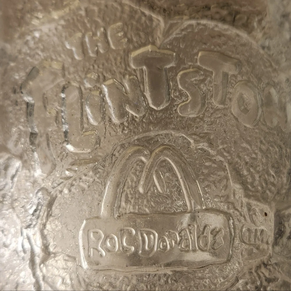 Vintage 1993 McDonalds RocDonald's The Flintstones Glass Drinking Mug W/ Handle
